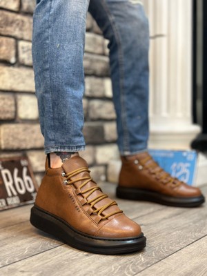 Beskar BA0312 Bağcıklı Yüksek Taba Siyah Taban Erkek Tarz Spor Bot