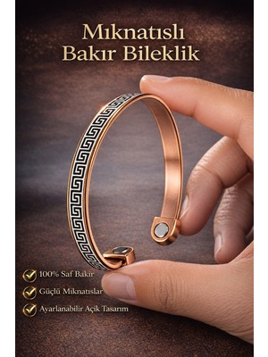 Manyetik Saf Bakır Bileklik Ayarlanabilir Mıknatıslı Model Erkek Kadın Bakır Bileziği Desenli