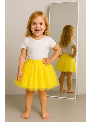 Oppomio Kız Çocuk Renkli Tül Tütü Etek - Parti & Günlük Giyim