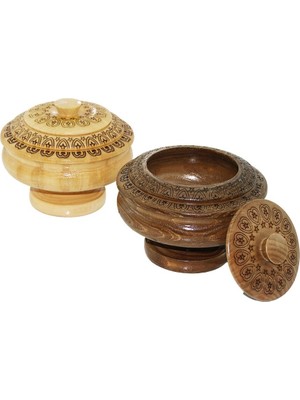 Vanch Ayaklı   Desenli - Cnc Işlemeli  Ahşap Şekerlik Kapaklı  Fileli Ambalaj (5264)