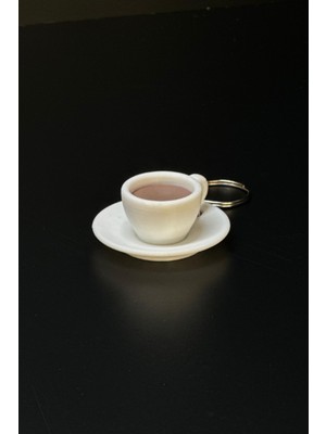 Alvina Atölye 6 Adet Mini Kahve Fincanı Tasarımlı Anahtarlık Seti - Gerçekçi Kahve Figürlü Çanta Aksesuarı