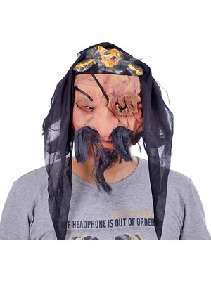 Vanch Lateks Saçlı Sakallı Korsan Maskesi (5264)