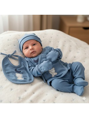 Baby Bakkal Ay ve Ayıcık Nakışlı 5 Parça Hastane Çıkışı
