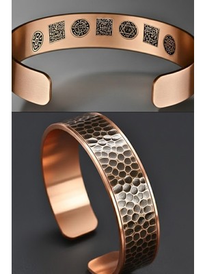 Erkek Kadın Bakır Bileklik Dövme Model Içi Celcelütiye Zırh Dualı Bakır Bileklik