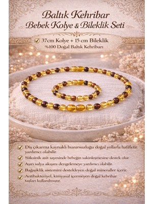 Baltık Kehribar Bebek Kolye & Bileklik Seti (37 cm + 15 Cm) – Doğal Diş Çıkarma Desteği