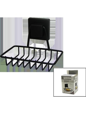 Vanch SİYAH - METAL KATI SABUNLUK KARE GÜÇLÜ YAPIŞKANLI 11X12.5X11CM (5264)