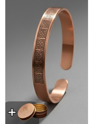 Antik Grek Motifli Bakır Erkek Kadın Bileklik