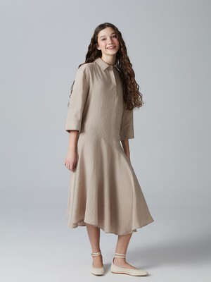 Lc Waikiki Yeni Sezon Gömlek Yaka Genç Kız Elbise