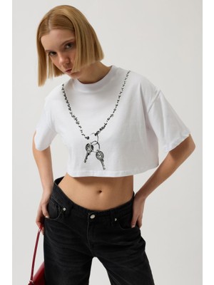 Baskılı Crop T-Shirt