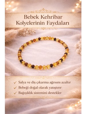 Baltık Kehribar Bebek Diş Çıkarma Kolye – Doğal & Güvenli (37 Cm)”