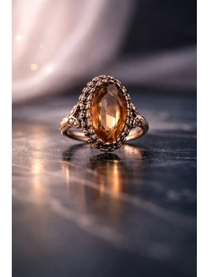 Kadın Bakır Yüzük Doğal Zultanit Taşı Oval Model Kelepçe Yüzük