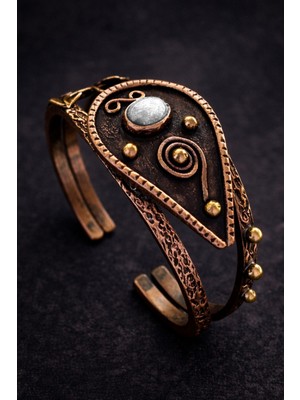 Doğal Aventurin Taşlı El Yapımı Kadın Bakır Bileklik