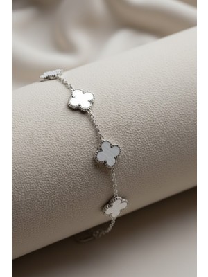 Taşlı Royal Pearl Petal Model Kadın Çelik Bileklik
