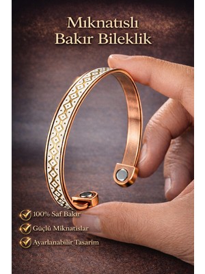 Manyetik Saf Bakır Bileklik Ayarlanabilir Mıknatıslı Model Erkek Kadın Bakır Bileziği Desenli