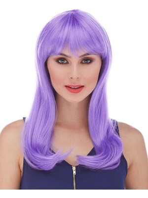 Vanch Mor Renk Uzun Düz Parti Peruğu (5264)