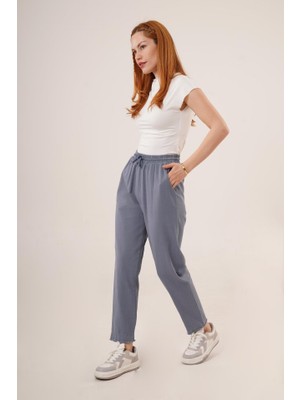 Cepli Belden Bağlamalı Paça Detaylı Indigo Pantolon