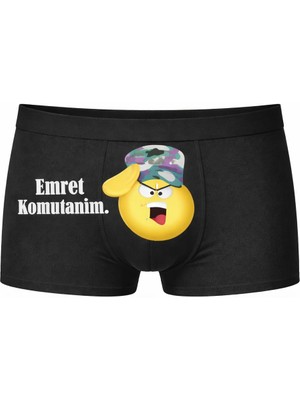 Onudabunuda Erkek Pamuklu Baskılı Boxer Emret Komutanım Desenli Kırmızı