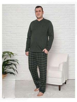 Pijamoni Erkek Battal Düğme Yaka Penye Uzun Kol  Pijama Takımı 6720/13 - 1 Adet