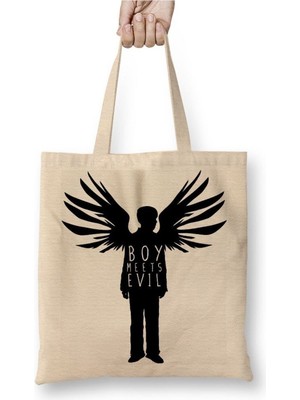Toyaso Bts Wings Jhope Boy Meets Evil Beyaz Bez Çanta Uzun Saplı Alışveriş Çantası Plaj Çantası