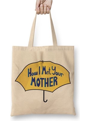 Toyaso How I Met Your Mother 002 Beyaz Bez Çanta Uzun Saplı Alışveriş Çantası Plaj Çantası