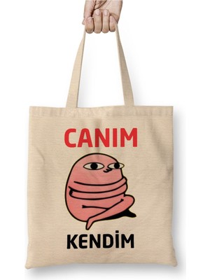 Toyaso Canım Kendim Aşk Sevgi Komik Bez Çanta Uzun Saplı Alışveriş Çantası Plaj Çantası
