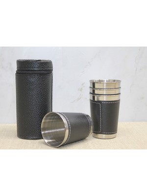 İntora Derili Kılıflı 4'lü Shot Bardak