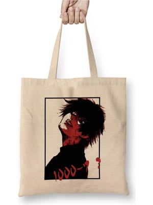 Toyaso Tokyo Ghoul Ken Red Beyaz Bez Çanta Uzun Saplı Alışveriş Çantası Plaj Çantası