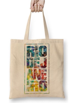 Toyaso About Roots Rio De Janeiro Brazil Beyaz Bez Çanta Uzun Saplı Alışveriş Çantası Plaj Çantası