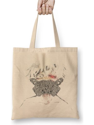 Toyaso Kaneki Ken - Tokyo Ghoul Beyaz Bez Çanta Uzun Saplı Alışveriş Çantası Plaj Çantası