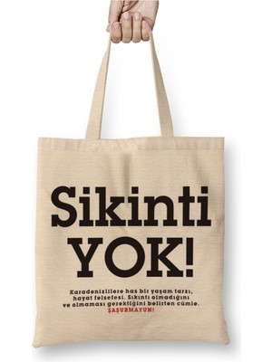 Toyaso Sikinti Yok Karadeniz Beyaz Bez Çanta Uzun Saplı Alışveriş Çantası Plaj Çantası