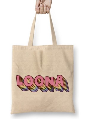 Toyaso Kpop Girlgroup Loona Orbit Fandom Logo Beyaz Bez Çanta Uzun Saplı Alışveriş Çantası Plaj Çantası