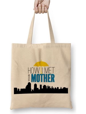 Toyaso How I Met Your Mother 011 Beyaz Bez Çanta Uzun Saplı Alışveriş Çantası Plaj Çantası