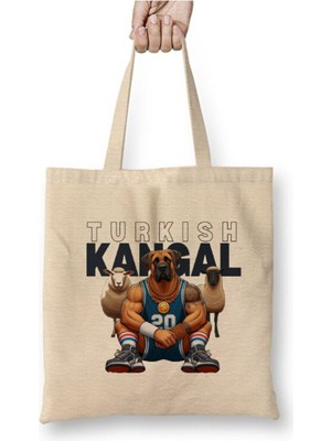Toyaso Turkish Kangal Dog Sivas Köpek Bez Çanta Uzun Saplı Alışveriş Çantası Plaj Çantası