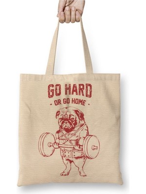 Toyaso Pug Bodybuilder Sıkı Çalış Yada Git Pug Köpek Pug Bez Çanta Alışveriş Çantası Plaj Çantası
