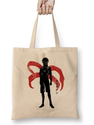 Toyaso Tokyo Ghoul Anime Beyaz Bez Çanta Uzun Saplı Alışveriş Çantası Plaj Çantası