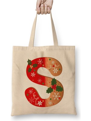 Toyaso S Harfi Beyaz Bez Çanta Uzun Saplı Alışveriş Çantası Plaj Çantası