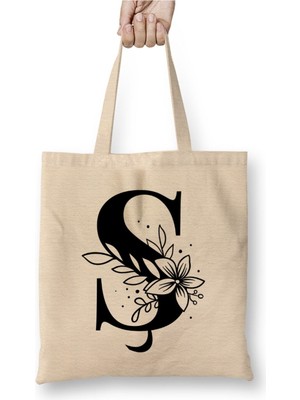 Toyaso Ş Harfi Beyaz Bez Çanta Uzun Saplı Alışveriş Çantası Plaj Çantası