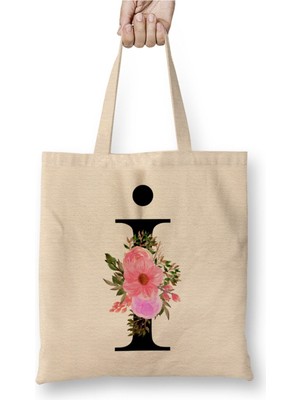 Toyaso I Harfi Beyaz Bez Çanta Uzun Saplı Alışveriş Çantası Plaj Çantası