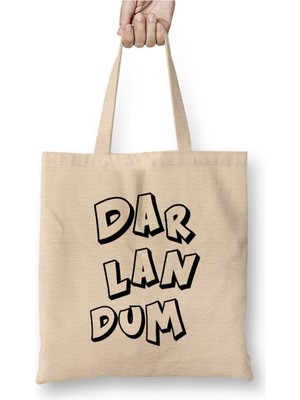 Toyaso Karadeniz Sözleri Darlandum Beyaz Bez Çanta Uzun Saplı Alışveriş Çantası Plaj Çantası