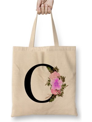 Toyaso O Harfi Beyaz Bez Çanta Uzun Saplı Alışveriş Çantası Plaj Çantası