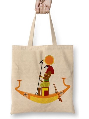 Toyaso Mısır Mitolojisi Ra Antik Mısır Beyaz Bez Çanta Uzun Saplı Alışveriş Çantası Plaj Çantası