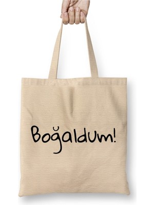 Toyaso Boğaldum Karadeniz Beyaz Bez Çanta Uzun Saplı Alışveriş Çantası Plaj Çantası
