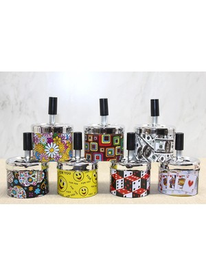 Ttt Küçük Boy Metal Renkli Basmalı Küllük Yuvarlak