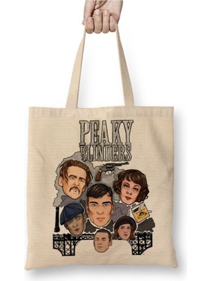 Toyaso Peaky Blinders 07 Beyaz Bez Çanta Uzun Saplı Alışveriş Çantası Plaj Çantası