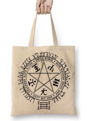Toyaso Hellsing Alucard Anime Sembol Beyaz Bez Çanta Uzun Saplı Alışveriş Çantası Plaj Çantası