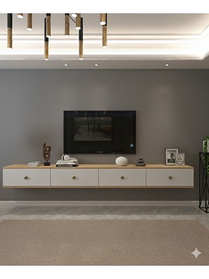 Yumedi Design TDA2401DB - Miko Double Duvara Montaj Tv Stand 120CM+120CM =240CM Safirmeşe-Beyaz