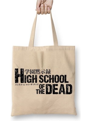 Toyaso Highschool Of The Dead Takashi Komuro Beyaz Bez Çanta Uzun Saplı Alışveriş Çantası Plaj Çantası