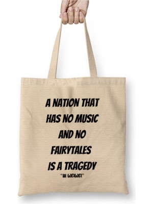 Toyaso Ai Weiwei Quotes Gifts Beyaz Bez Çanta Uzun Saplı Alışveriş Çantası Plaj Çantası