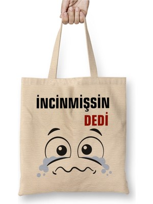 Toyaso Ne Dedi Incinmişsin Dedi Komik 01 Beyaz Bez Çanta Uzun Saplı Alışveriş Çantası Plaj Çantası