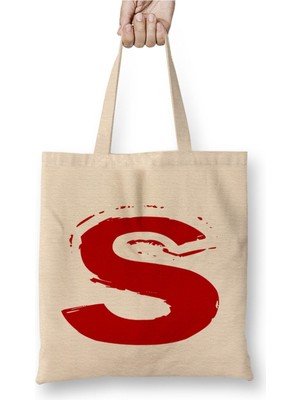 Toyaso S Harfi Beyaz Bez Çanta Uzun Saplı Alışveriş Çantası Plaj Çantası